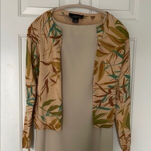 Nicole miller Elegant beige Sleeveless Dress with silk cardigan